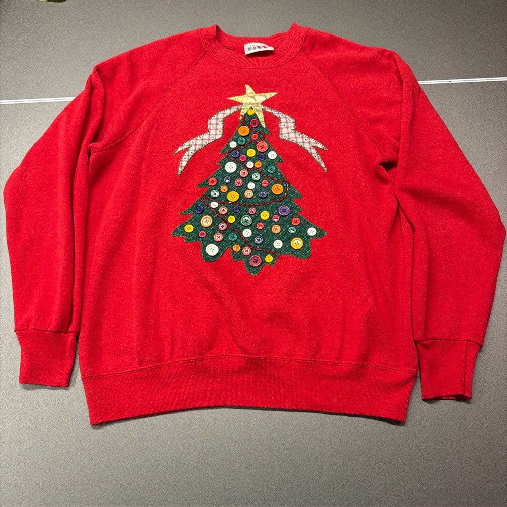 Vintage Bassett Walker Merry Christmas Tree Sweatshirt Unisex Size Medium